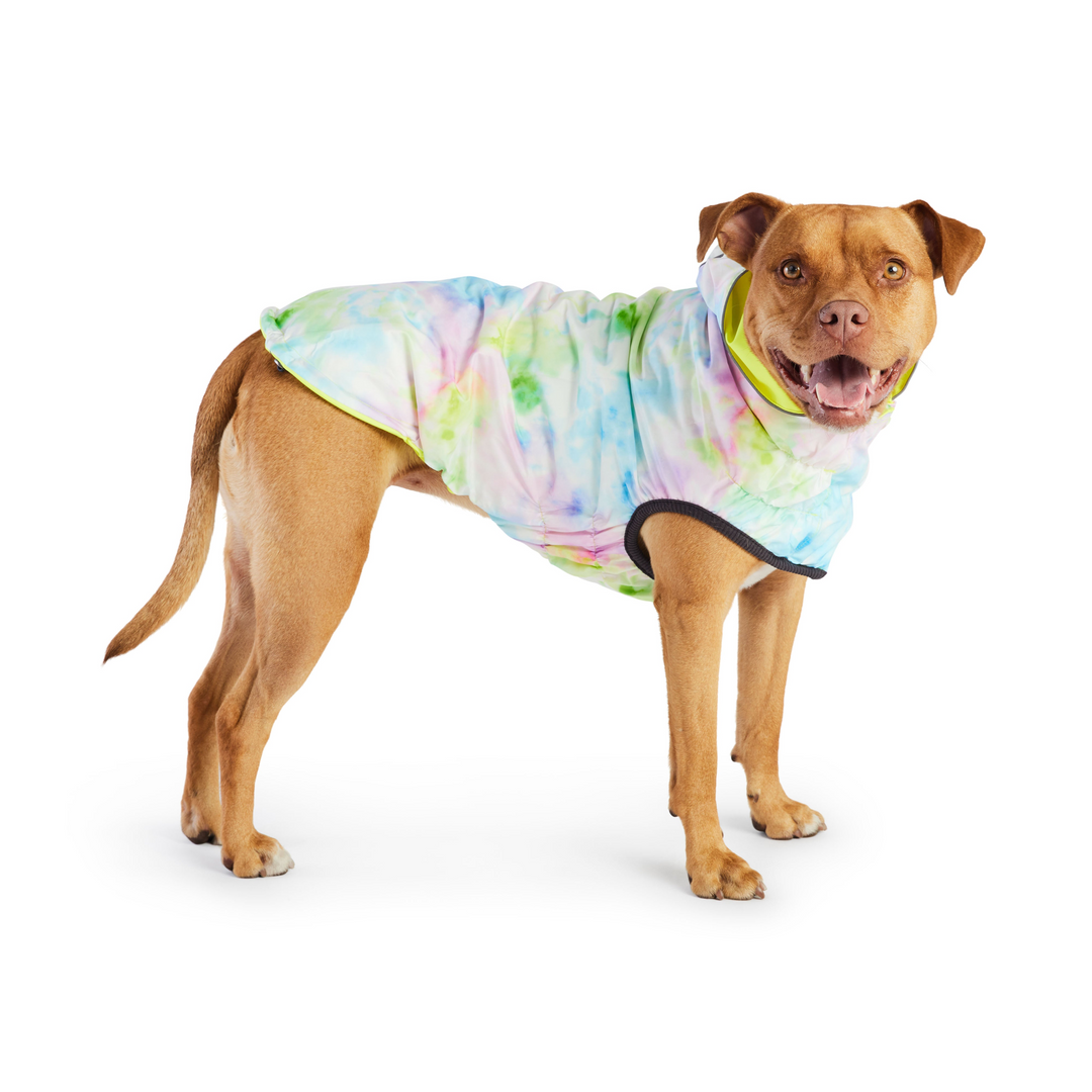 Reversible Raincoat - Neon Yellow with Tie Dye